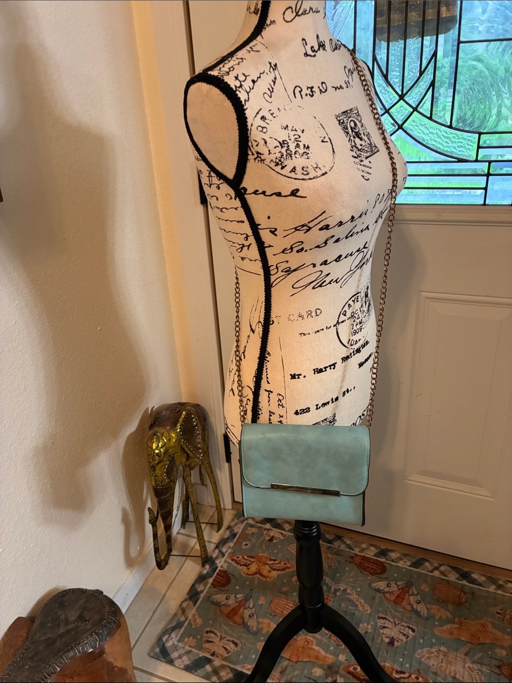 Women’s Baby Blue Crossbody Bag with Chain Strap